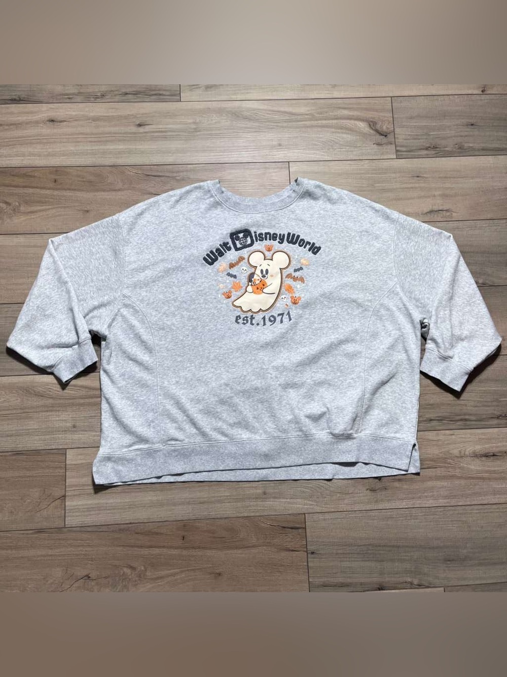 Disney Unisex Disney World 2025 Halloween Mickey Mouse Ghost Sweater Gray